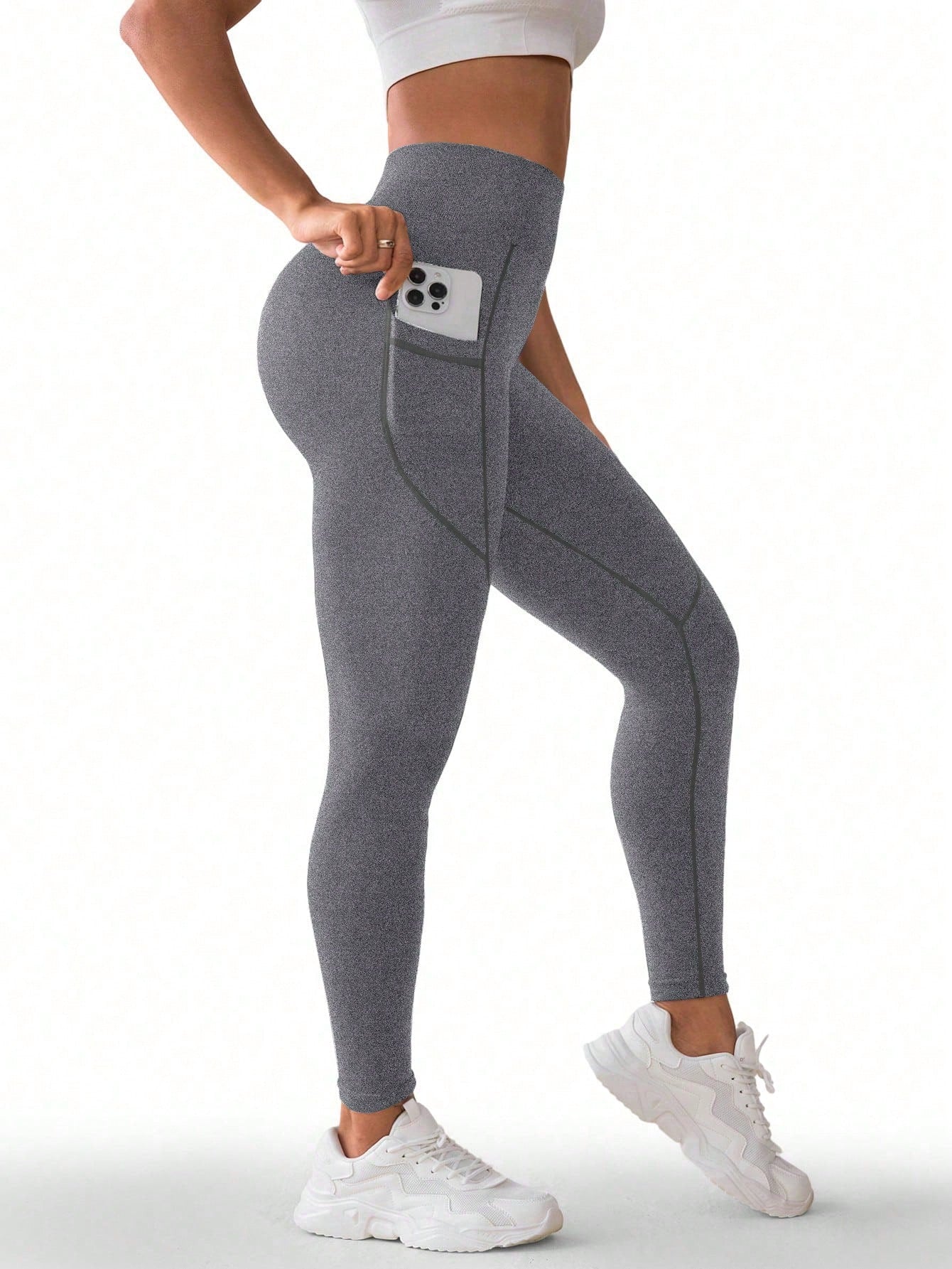 Calça Legging Seamless Cintura Alta Com Bolsos