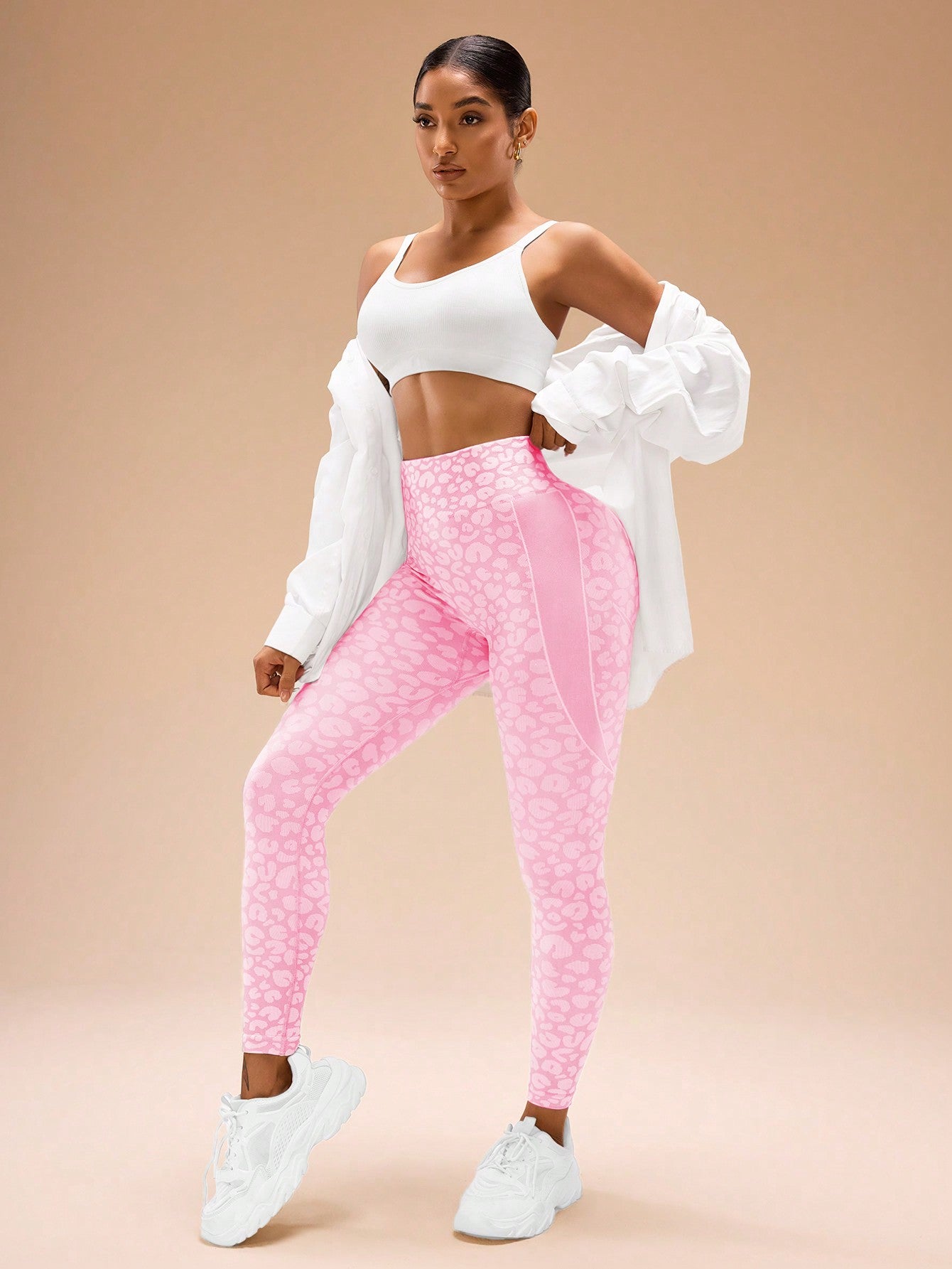 Calça Legging Animal Print Sem Costura Cintura Alta