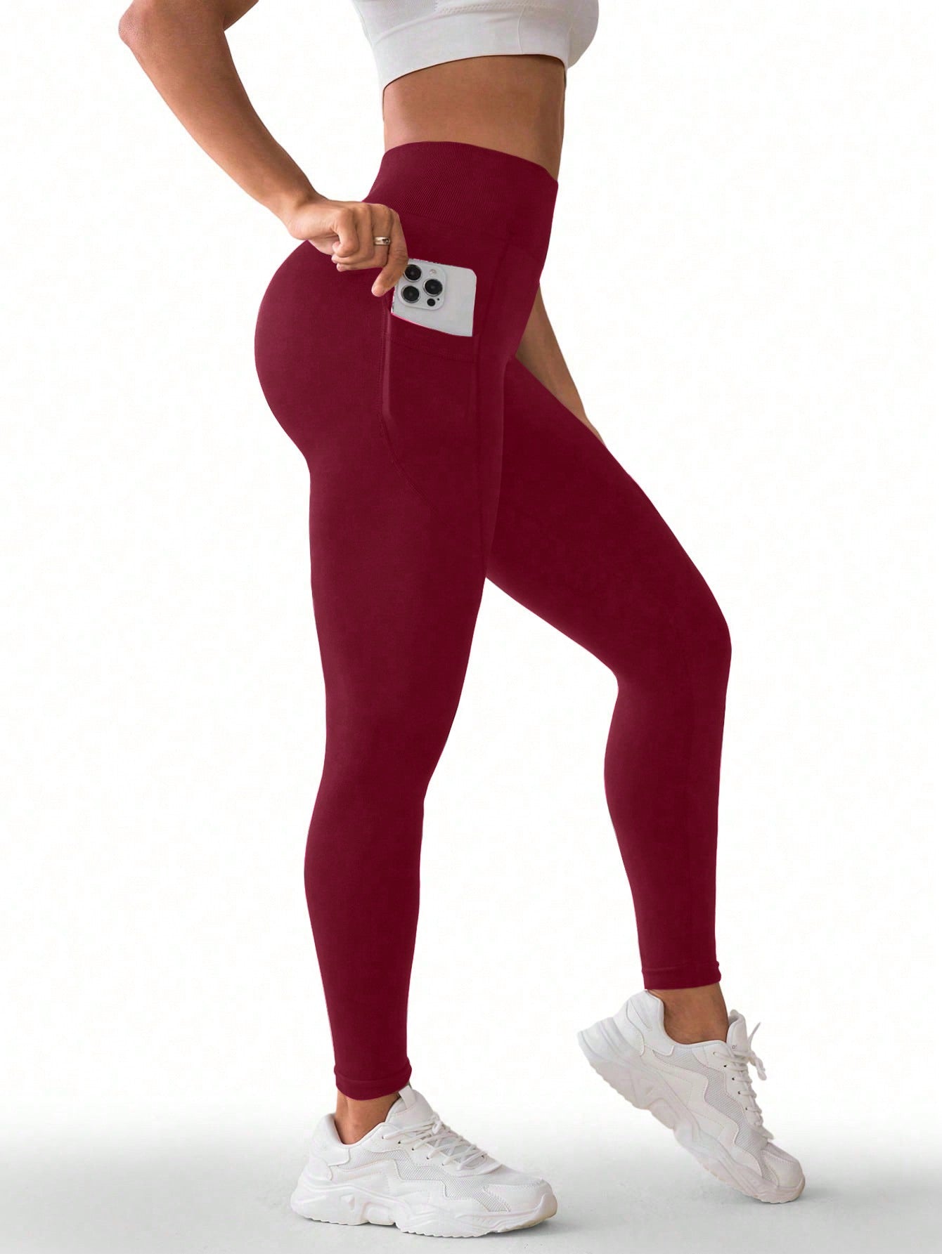 Calça Legging Seamless Cintura Alta Com Bolsos
