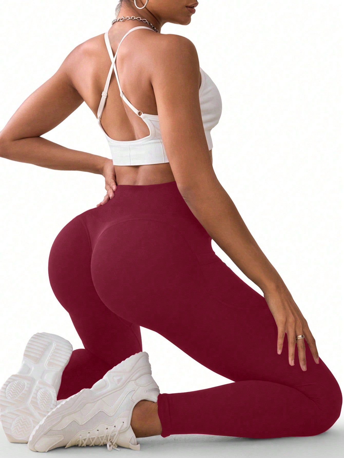 Calça Legging Seamless Cintura Alta Com Bolsos