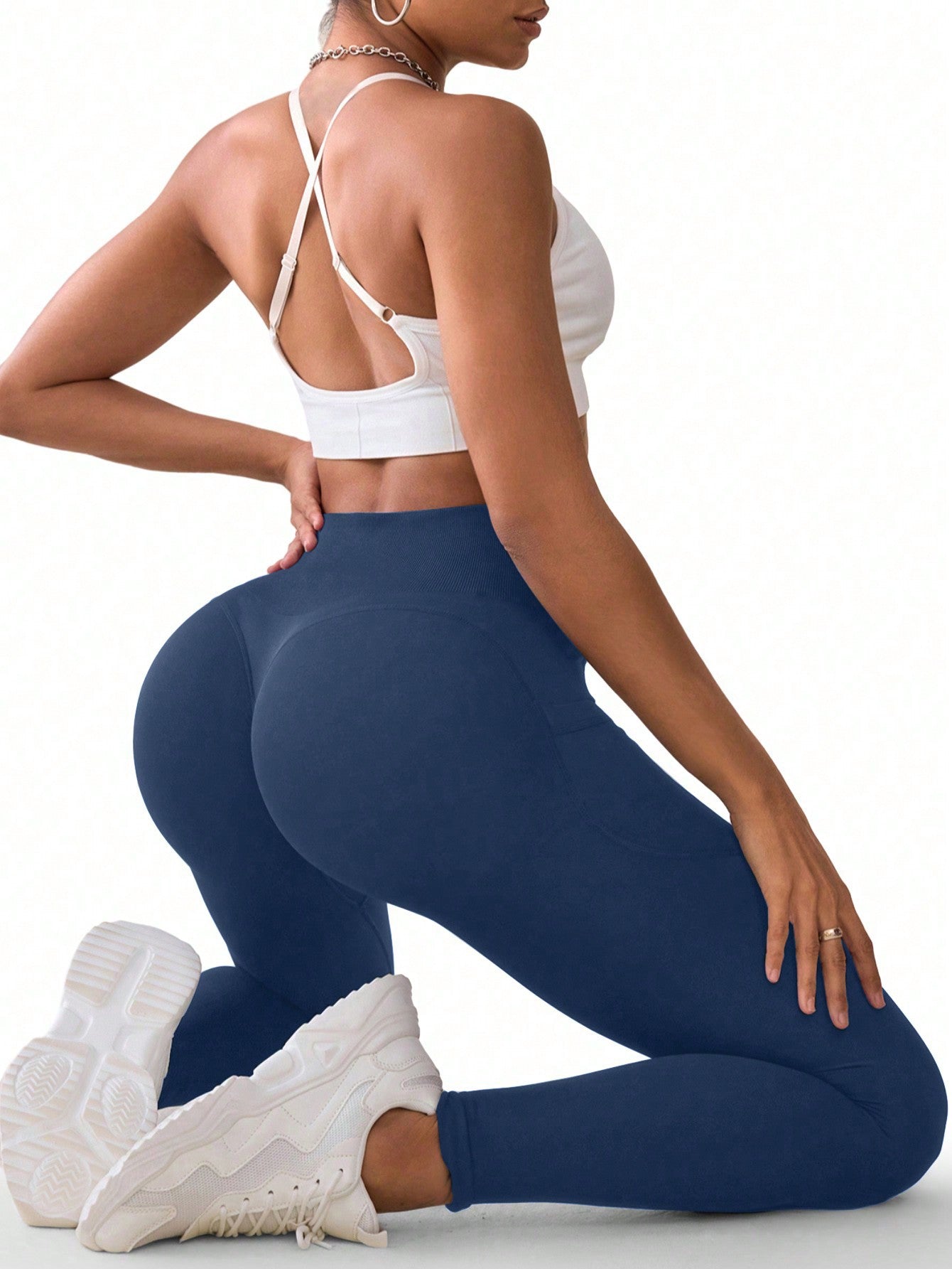 Calça Legging Seamless Cintura Alta Com Bolsos