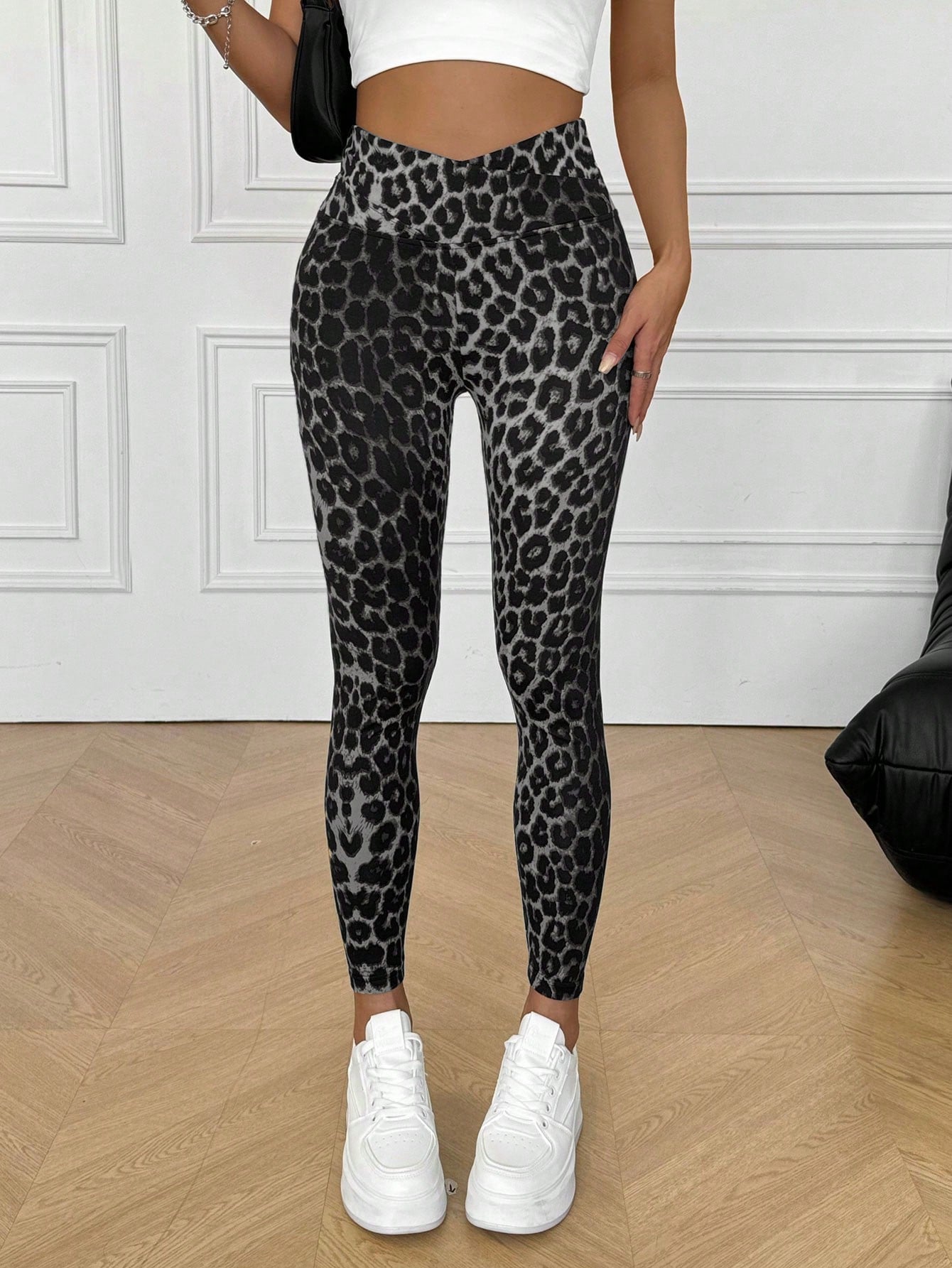 Calça Legging Estampada Animal Print Cintura Alta