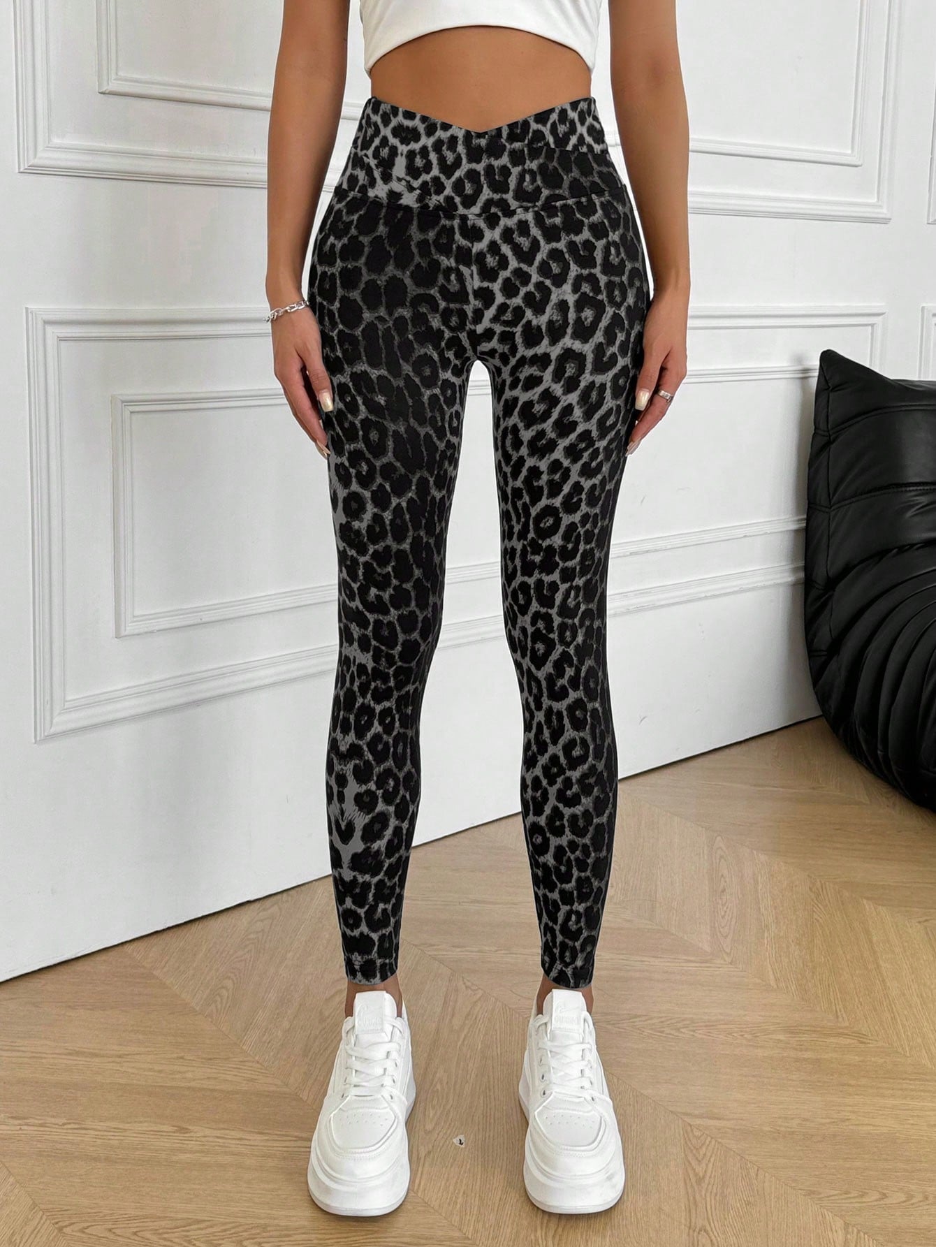 Calça Legging Estampada Animal Print Cintura Alta