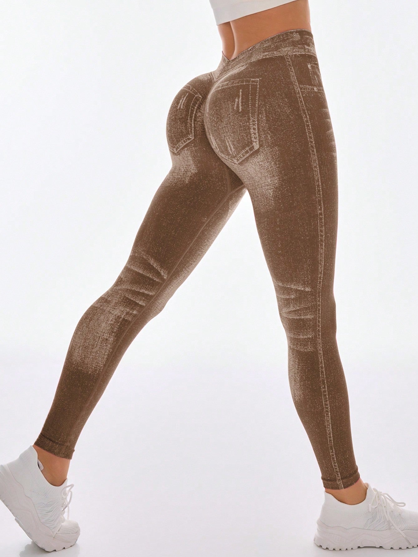 Calça Legging Fashion Estilo Jeans Lavagem Estonada