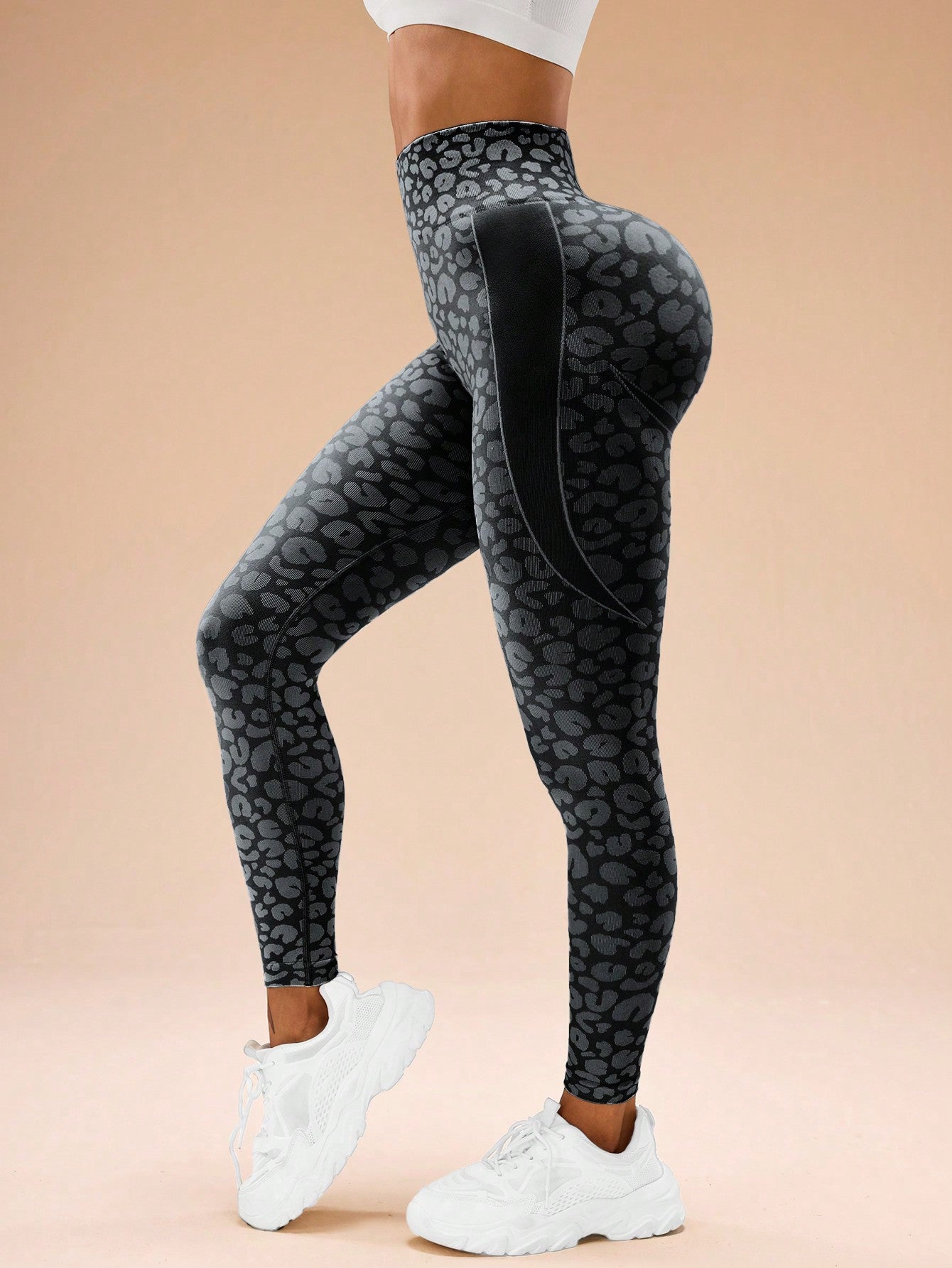 Calça Legging Animal Print Sem Costura Cintura Alta
