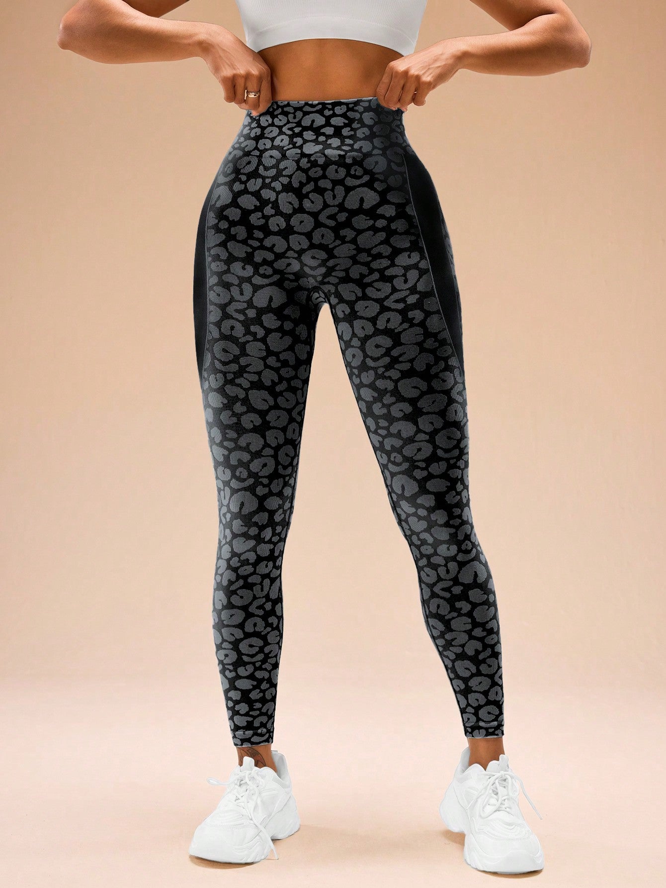 Calça Legging Animal Print Sem Costura Cintura Alta