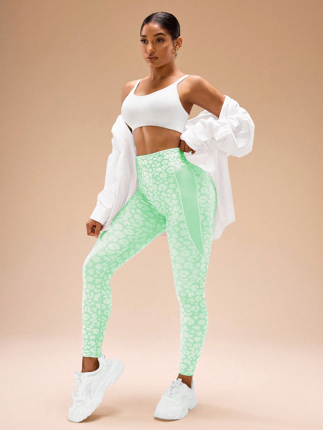 Calça Legging Animal Print Sem Costura Cintura Alta