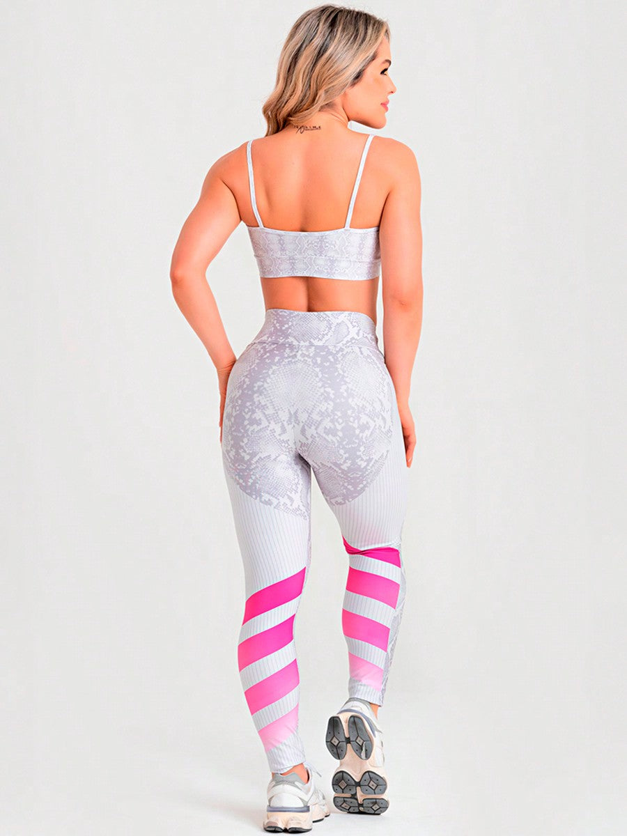 Calça Legging Fashion Estampada Cintura Alta Texturizada