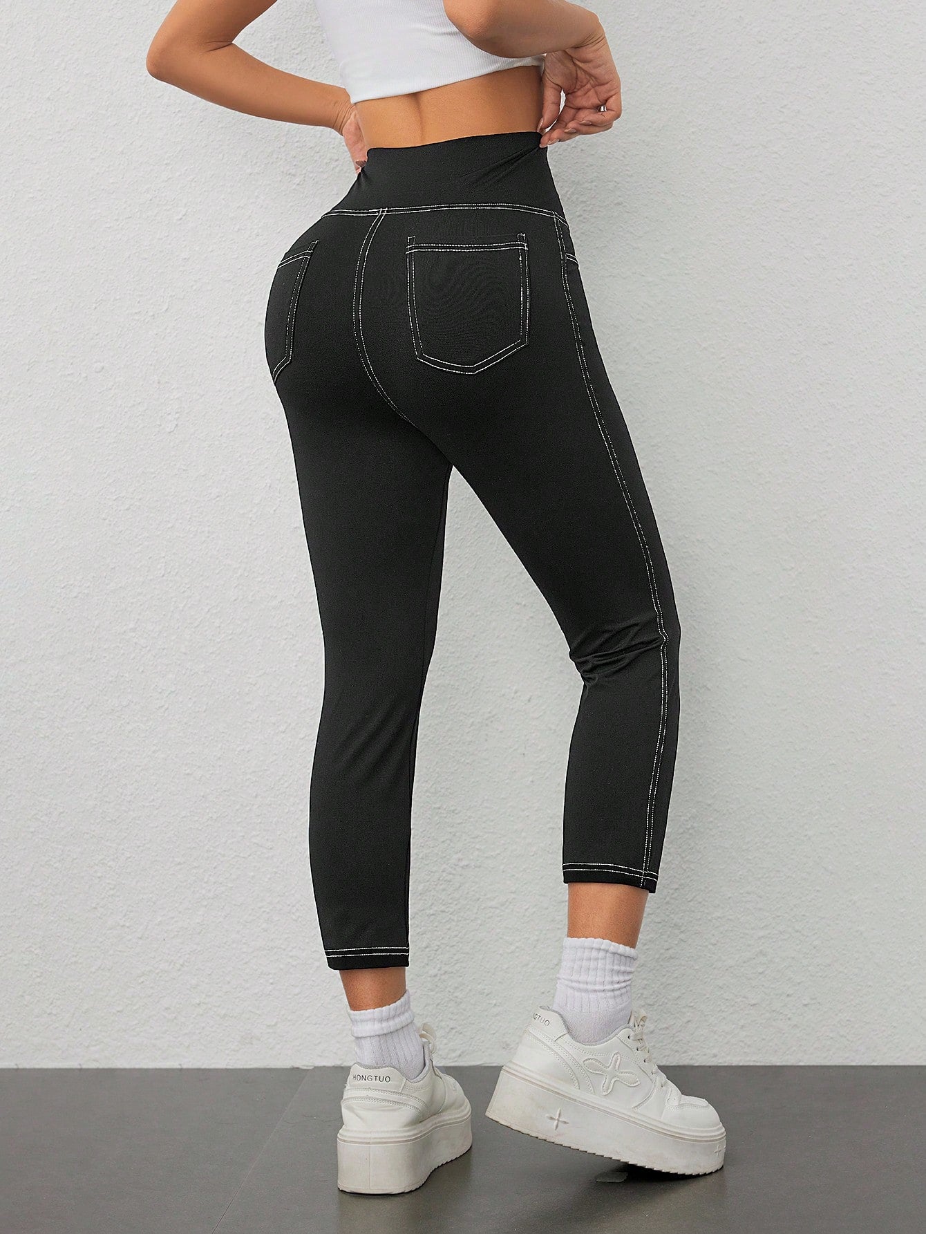 Calça Legging Cintura Alta Corsário Com Bolsos