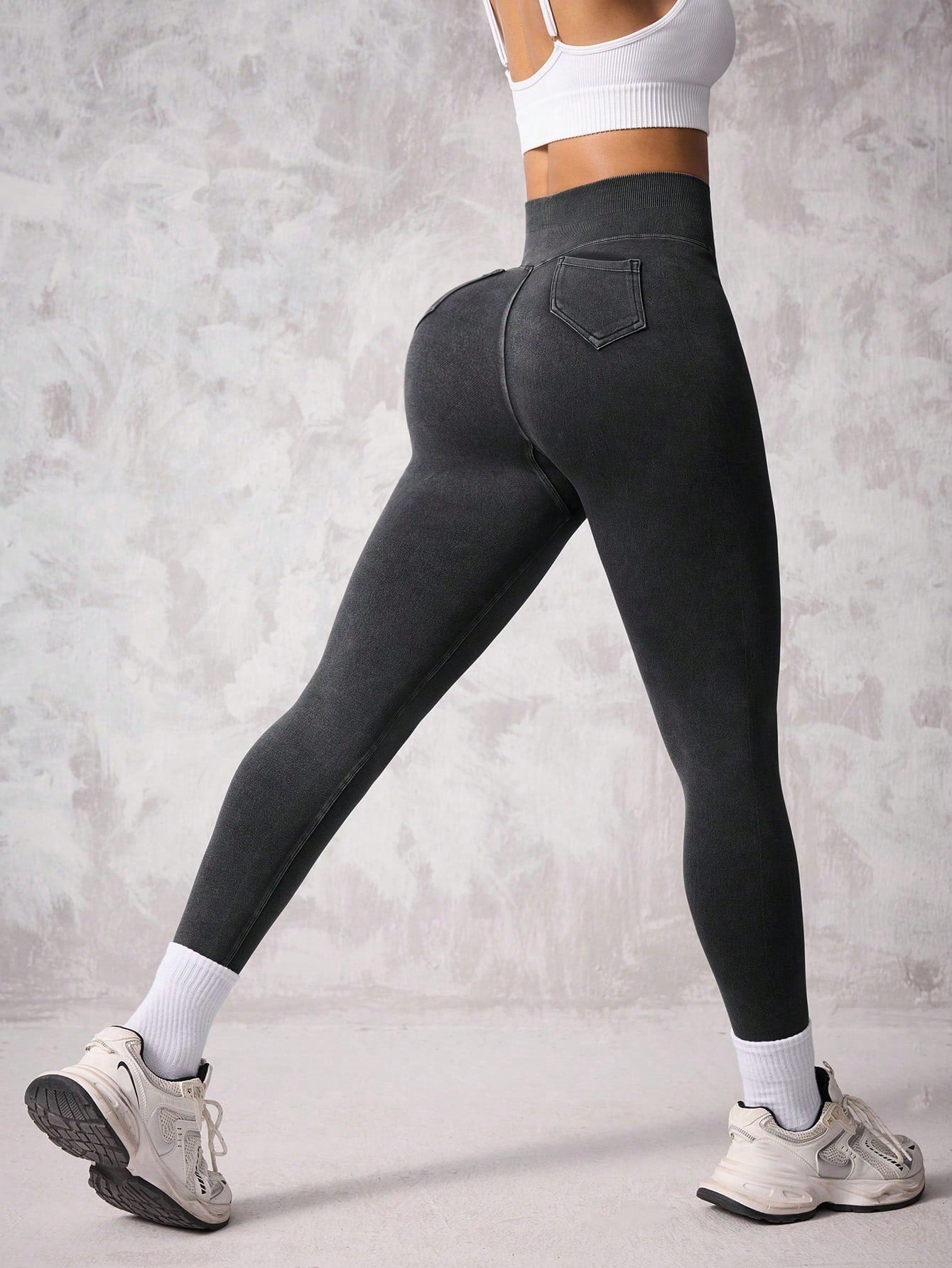 Calça Legging Fashion Estilo Jeans Com Bolsos