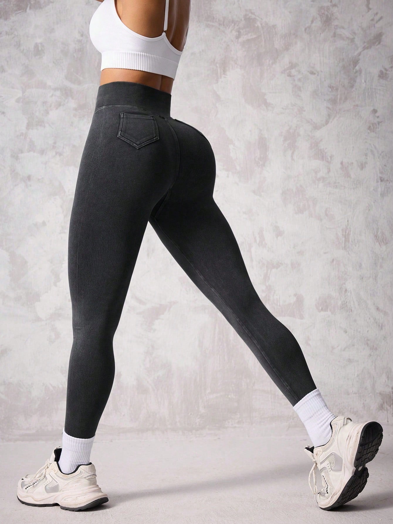 Calça Legging Fashion Estilo Jeans Com Bolsos