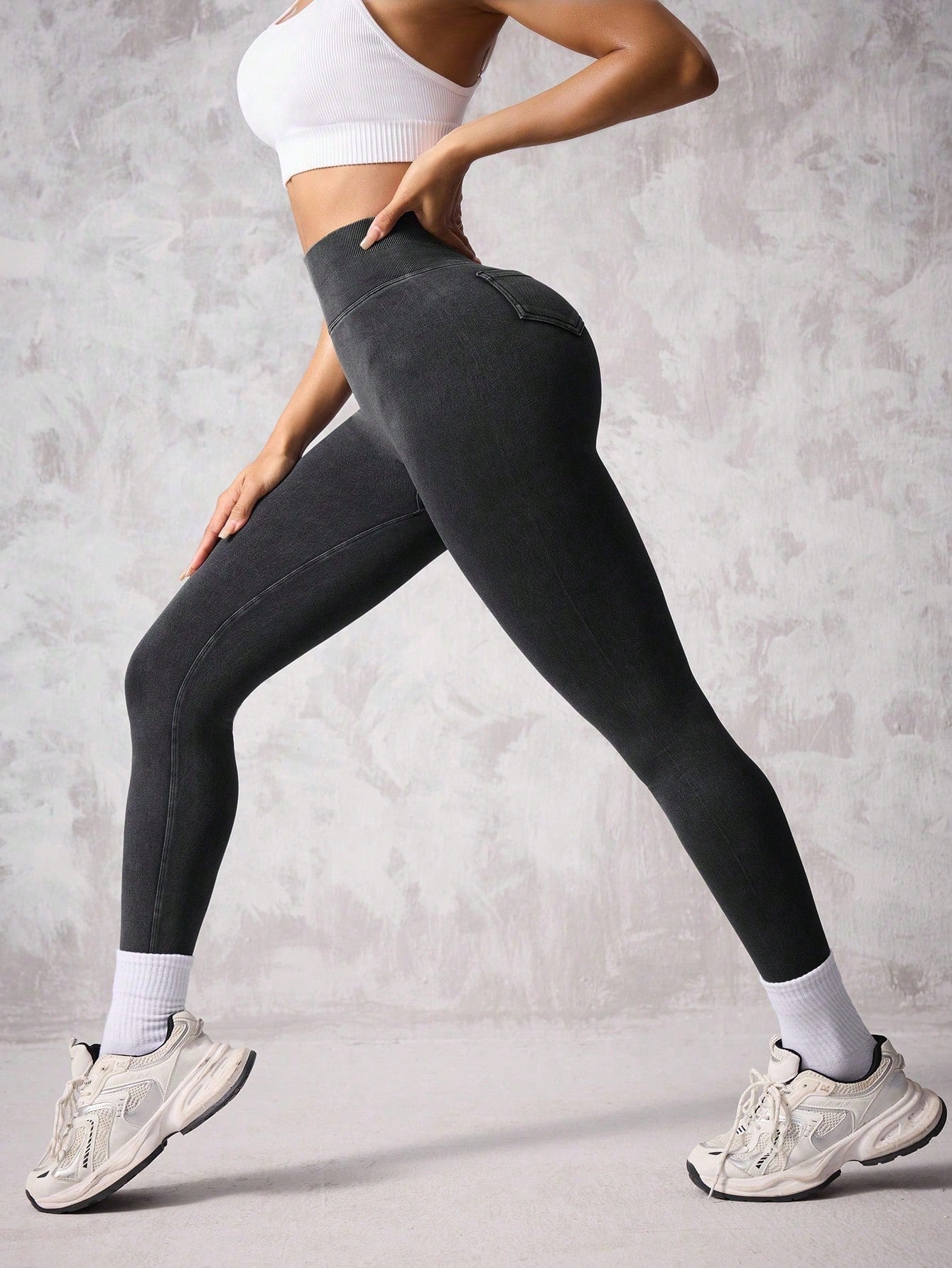 Calça Legging Fashion Estilo Jeans Com Bolsos