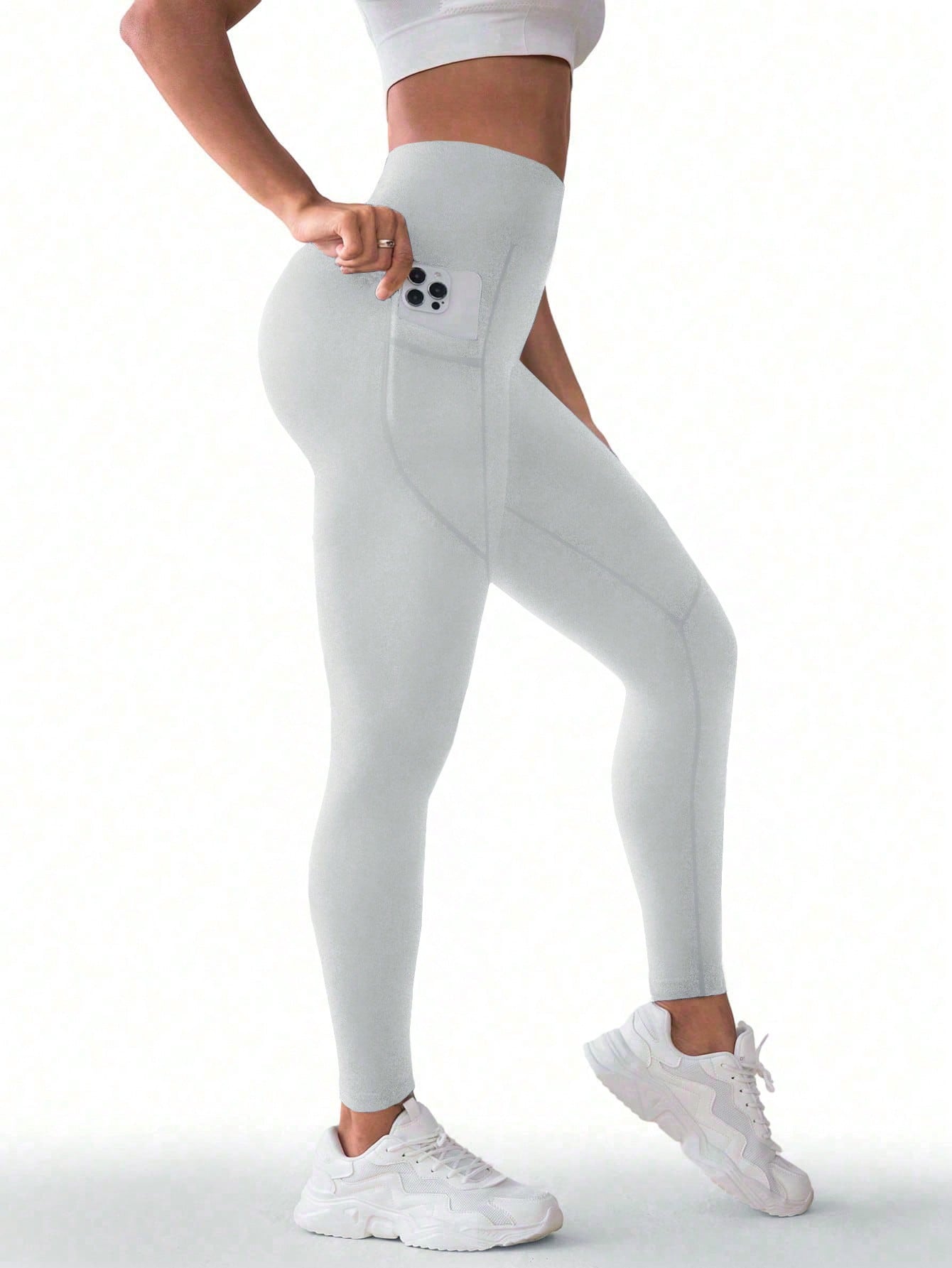 Calça Legging Seamless Cintura Alta Com Bolsos