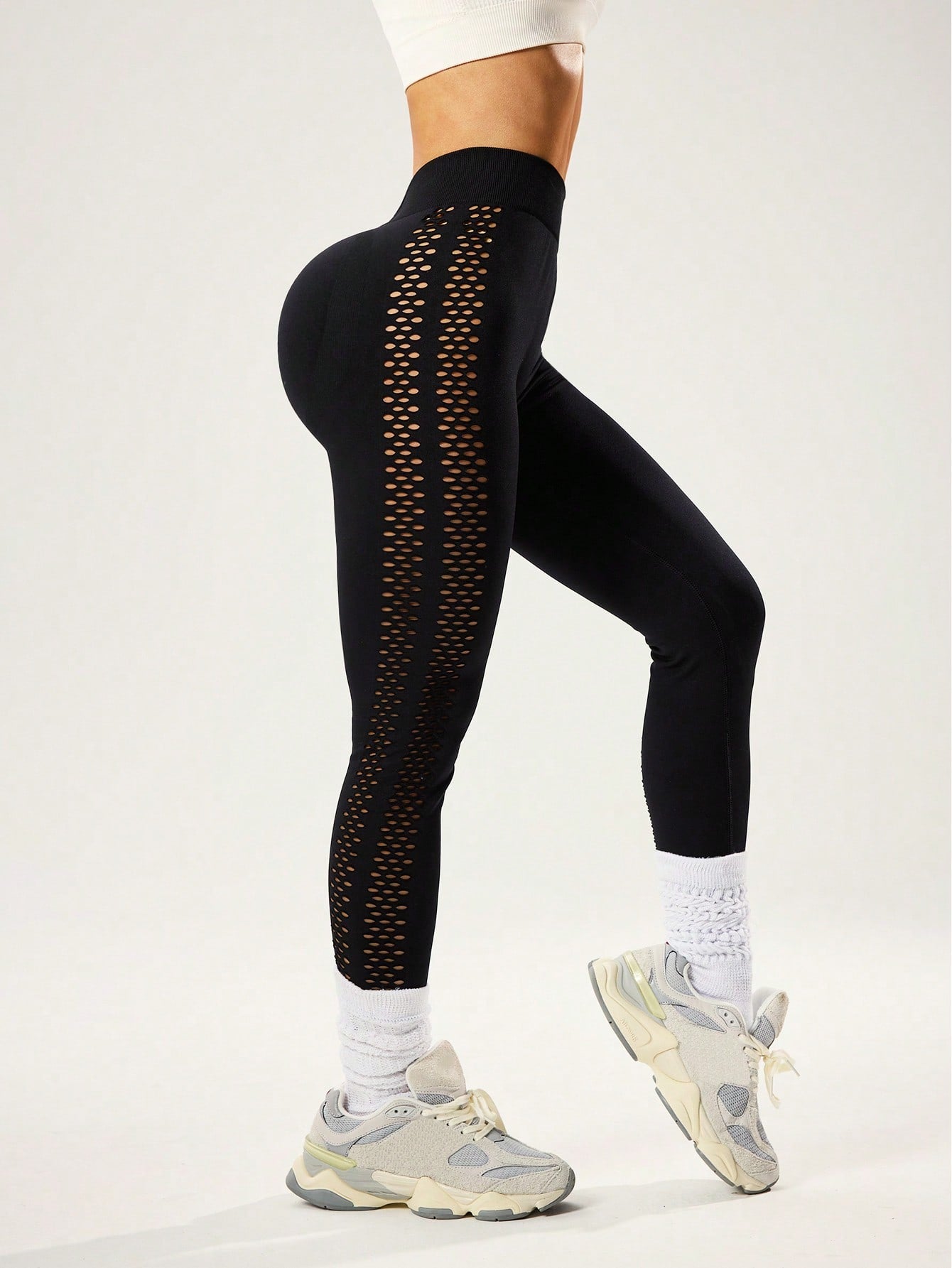 Calça Legging Fashion Recortes Vazados Compressão