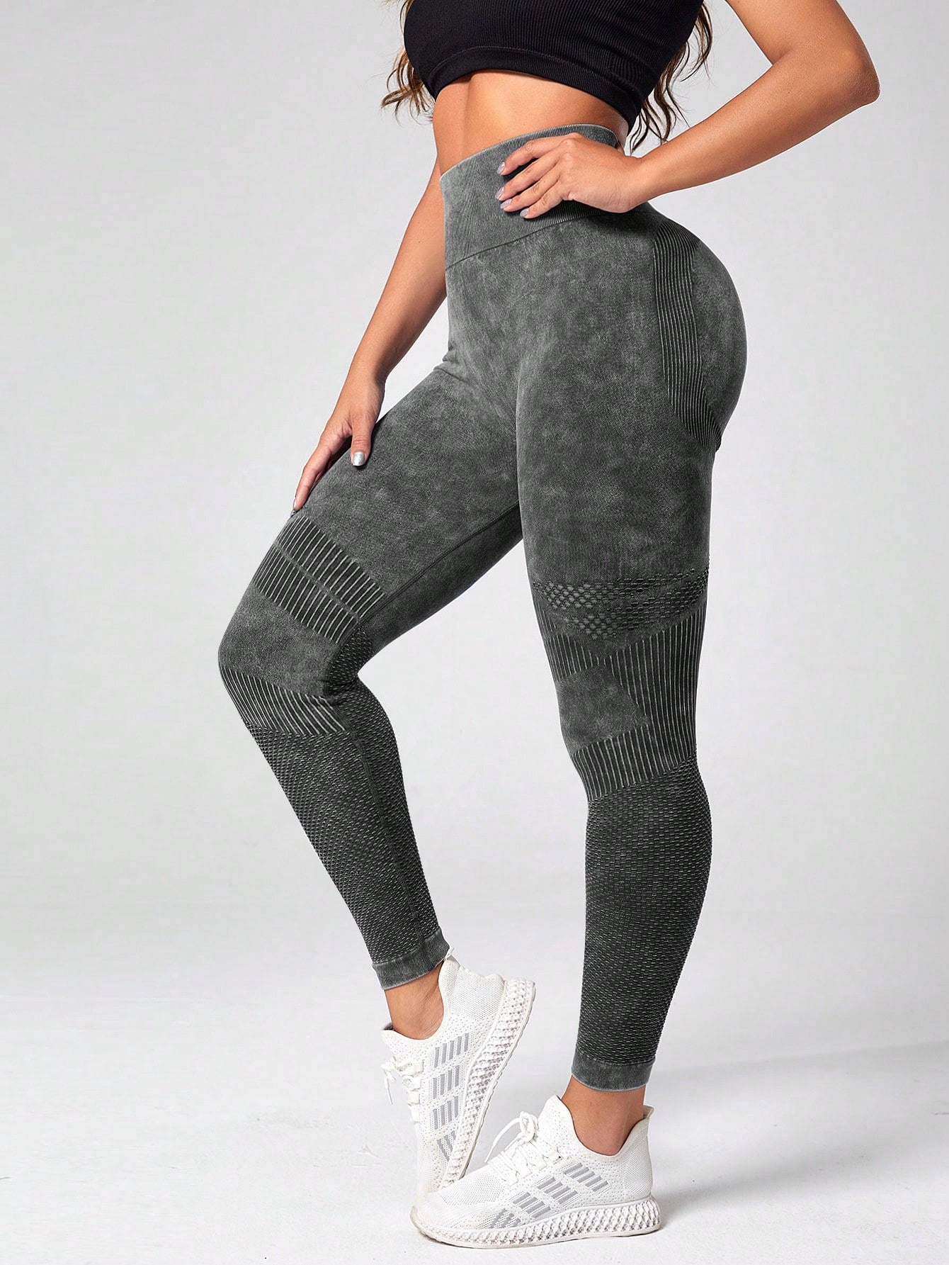 Calça Legging Fashion Texturizada Efeito Lavado