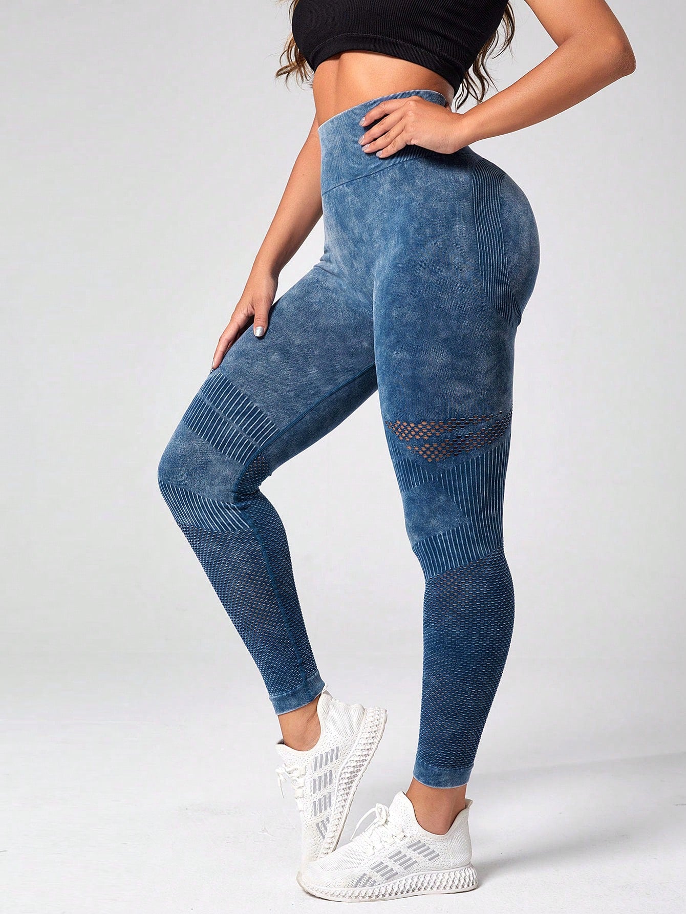 Calça Legging Fashion Texturizada Efeito Lavado