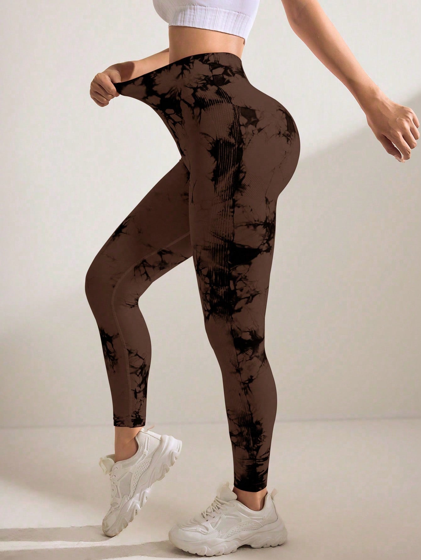 Calça Legging Feminina Sem Costura Estampa Tie Dye