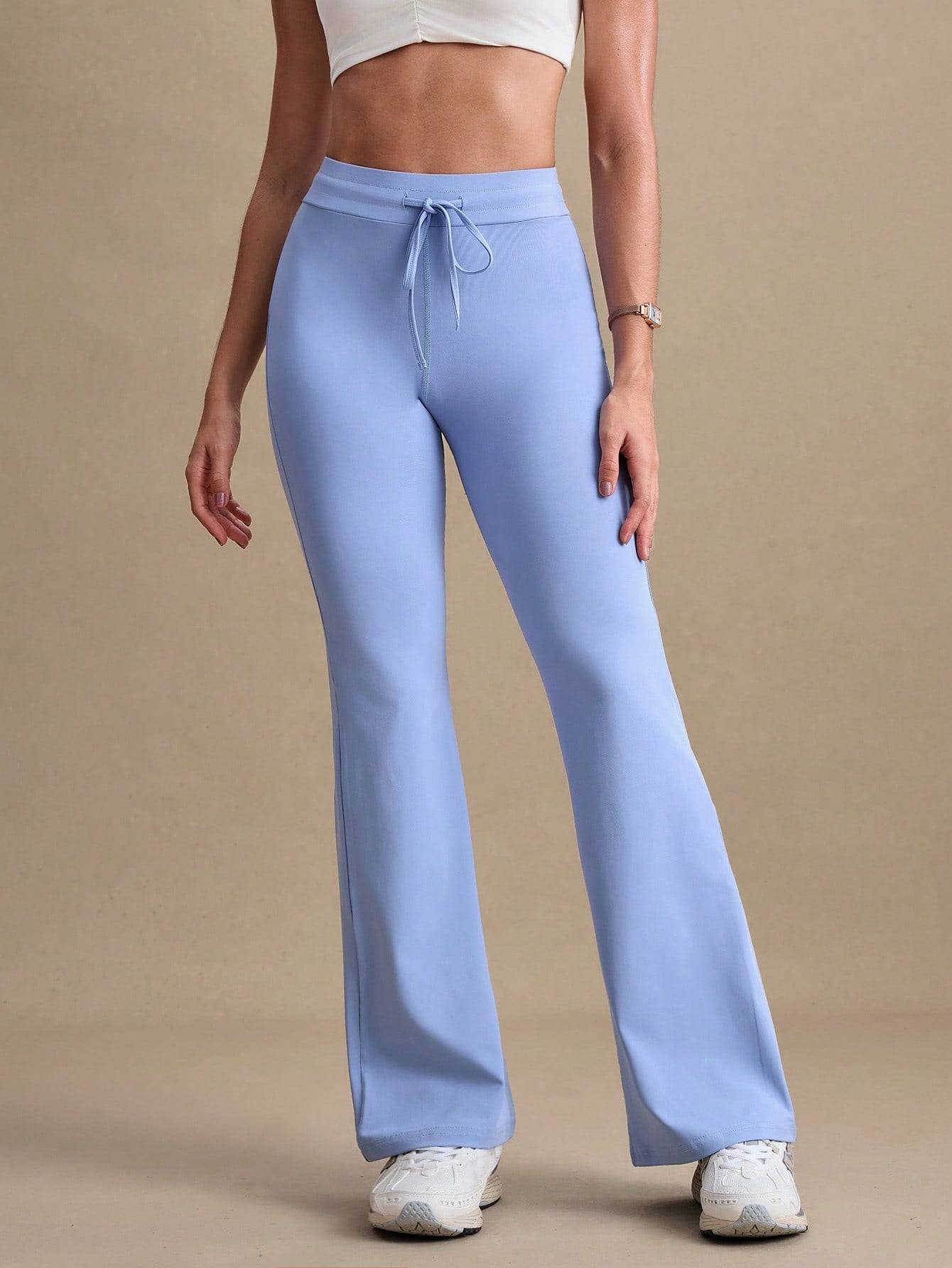 Calça Legging Flare Feminina Cintura Alta com Corda Ajustável