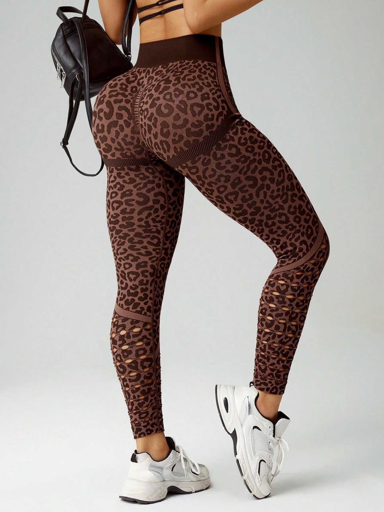 Calça Legging Seamless Estampada Com Recortes Vazados