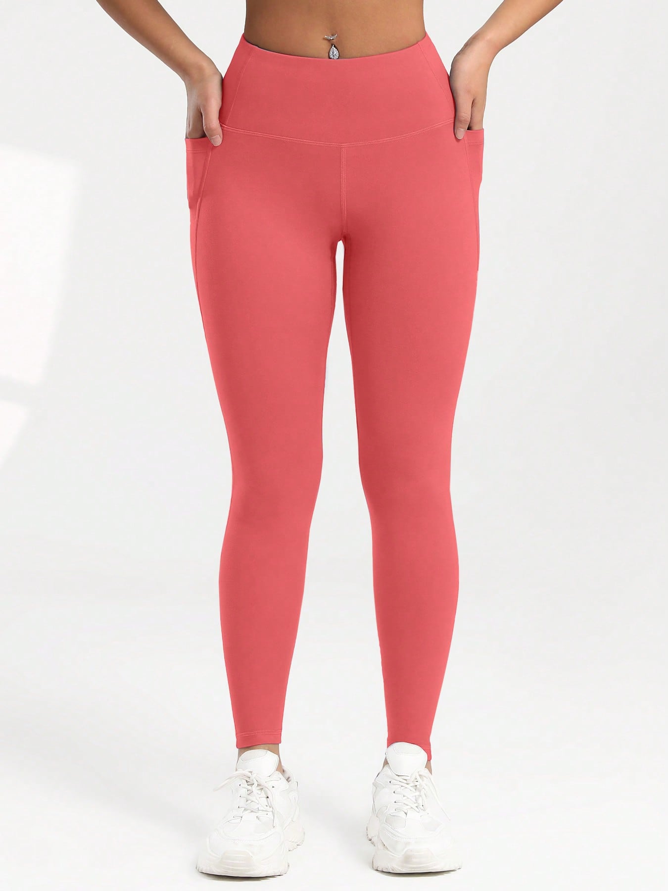 Calça Legging Feminina Cintura Alta com Bolsos Laterais