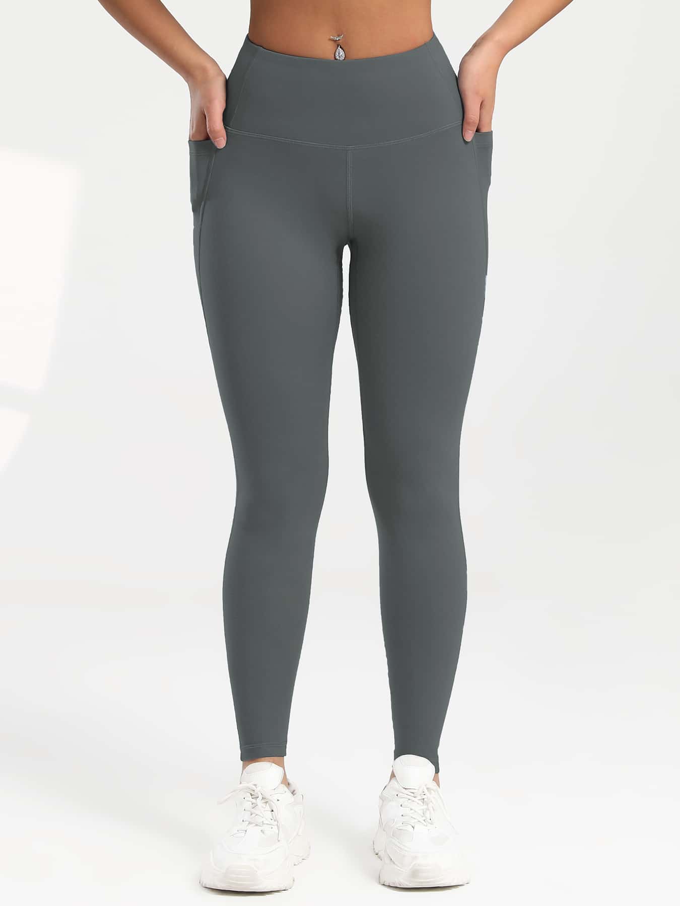 Calça Legging Feminina Cintura Alta com Bolsos Laterais