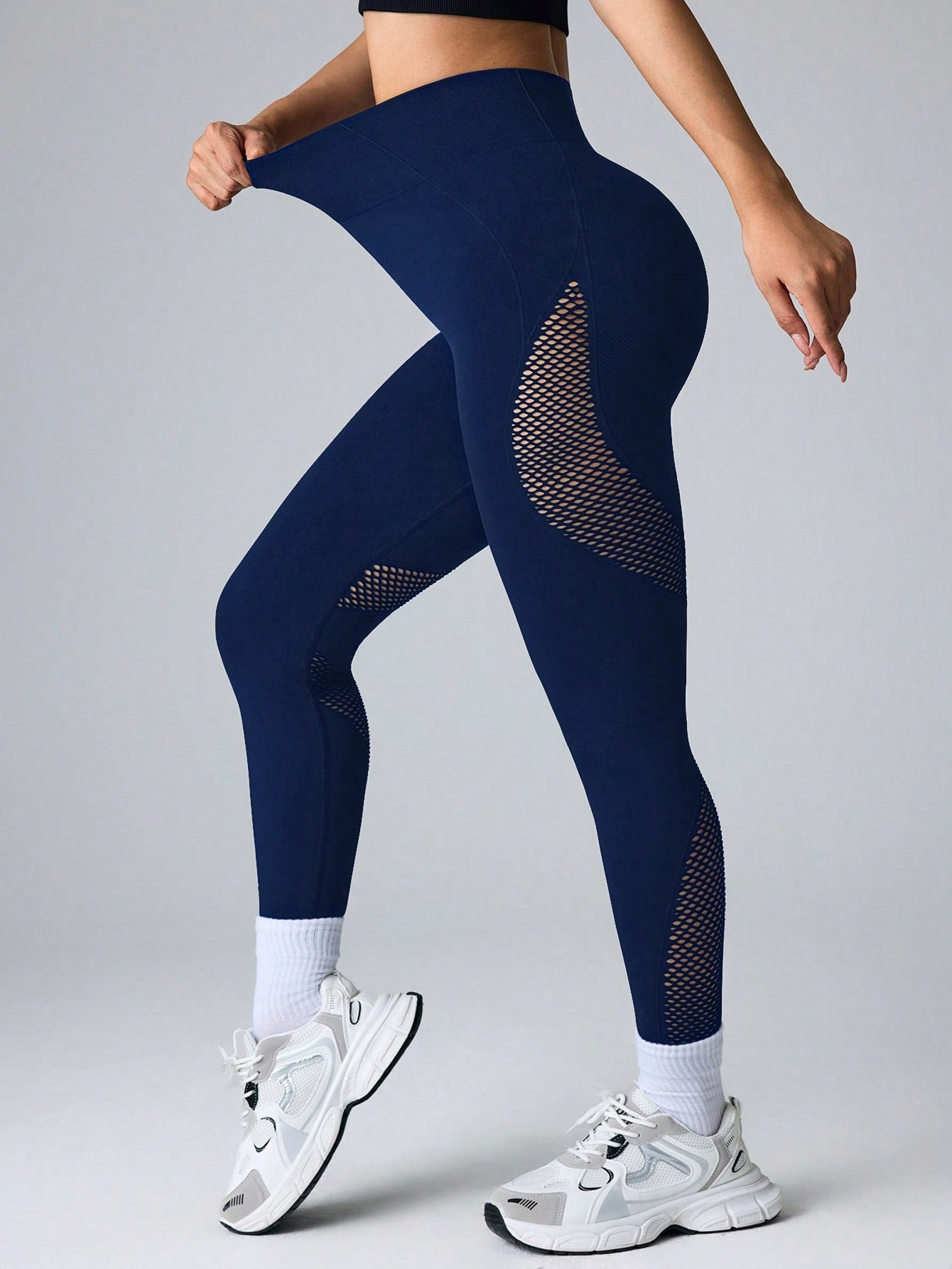 Calça Legging Fitness Com Recortes Telados Laterais