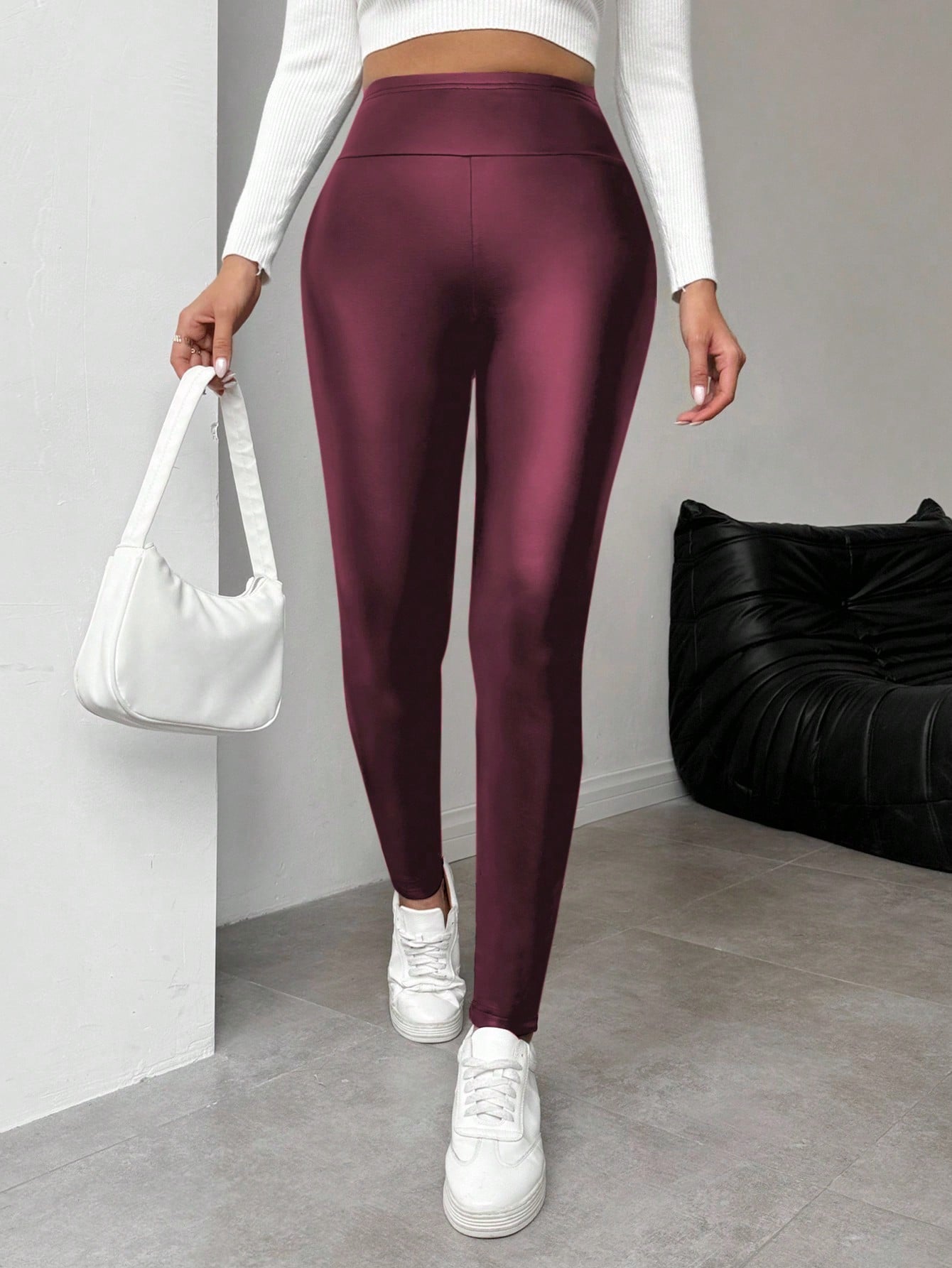 Calça Legging Térmica Estilo Couro Fake inverno Forrada