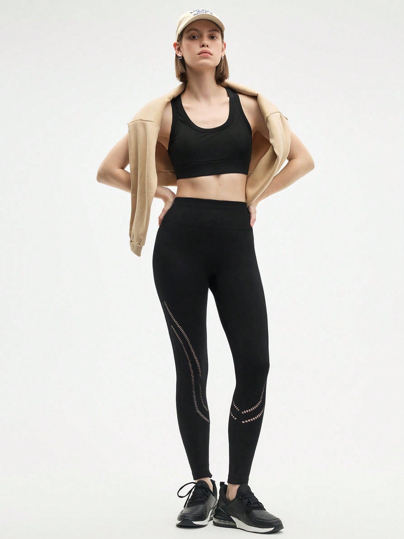 Calça Legging Feminina Sem Costura Recorte Vazado Estilizado