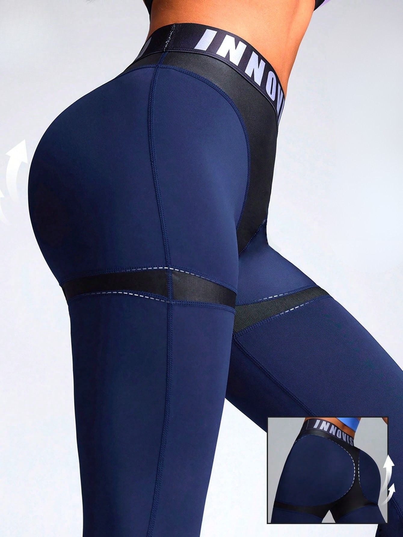 Calça Legging Fitness Cintura Alta com Recortes em Couro