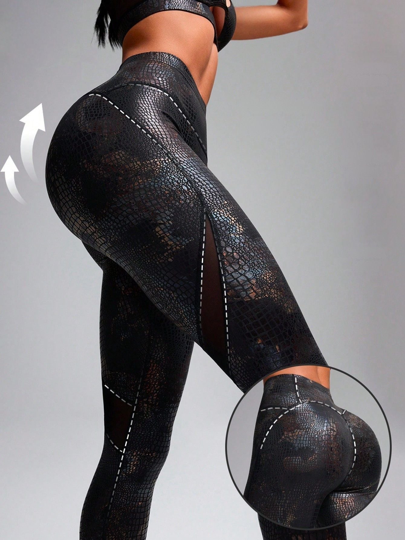 Calça Legging Fitness Couro Fake Textura Animal