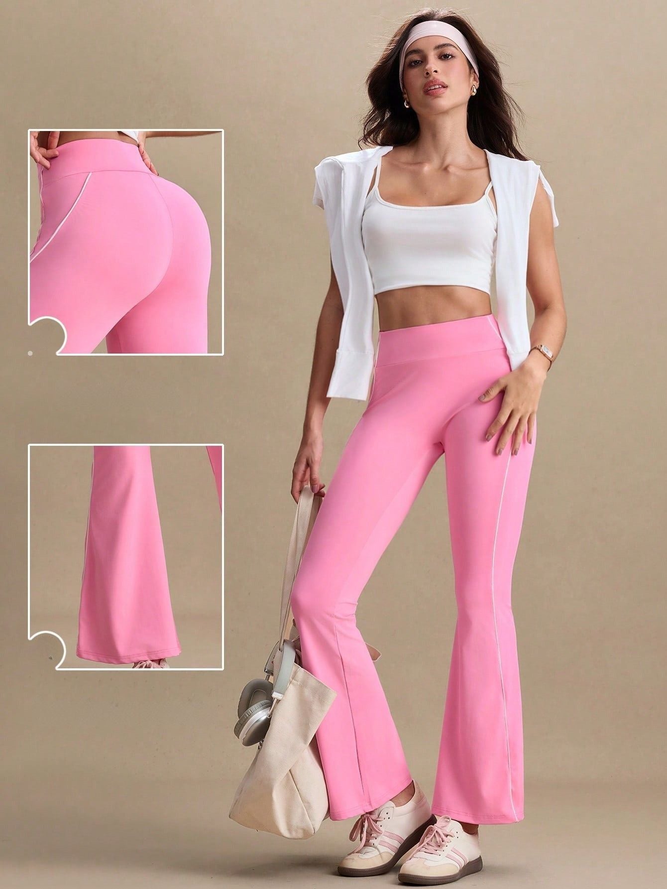 Calça Legging Flare Cintura Alta com Recorte Modelador