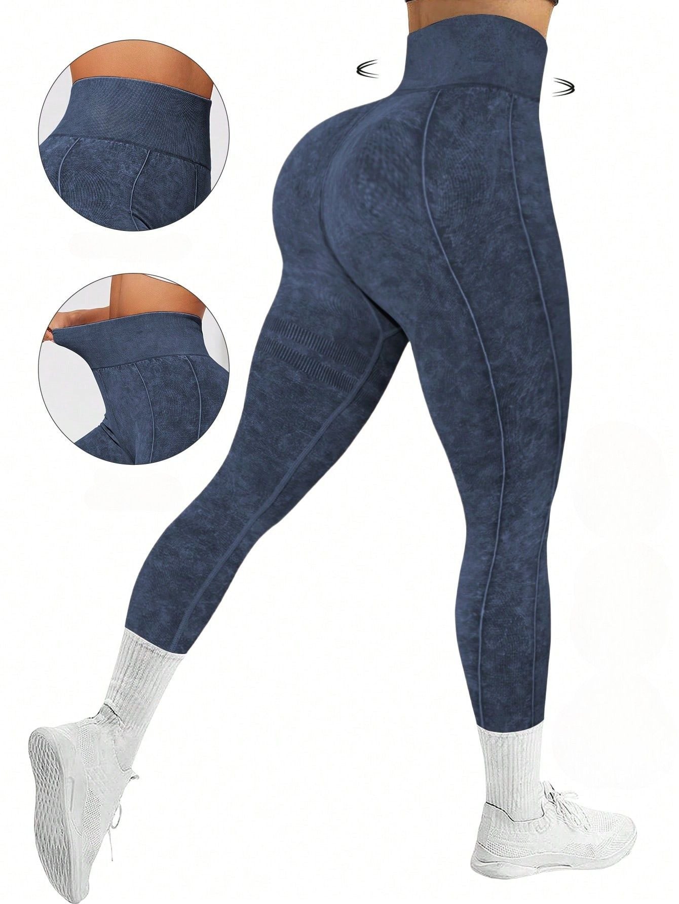 Calça Legging Sem Costura Estonada Cintura Alta