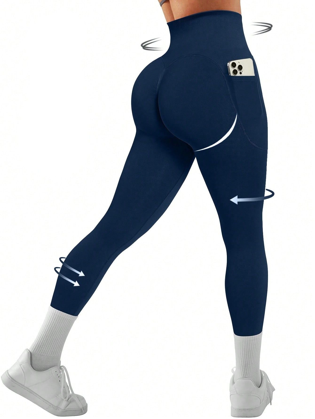 Calça Legging Sem Costura Com Bolsos Modeladora