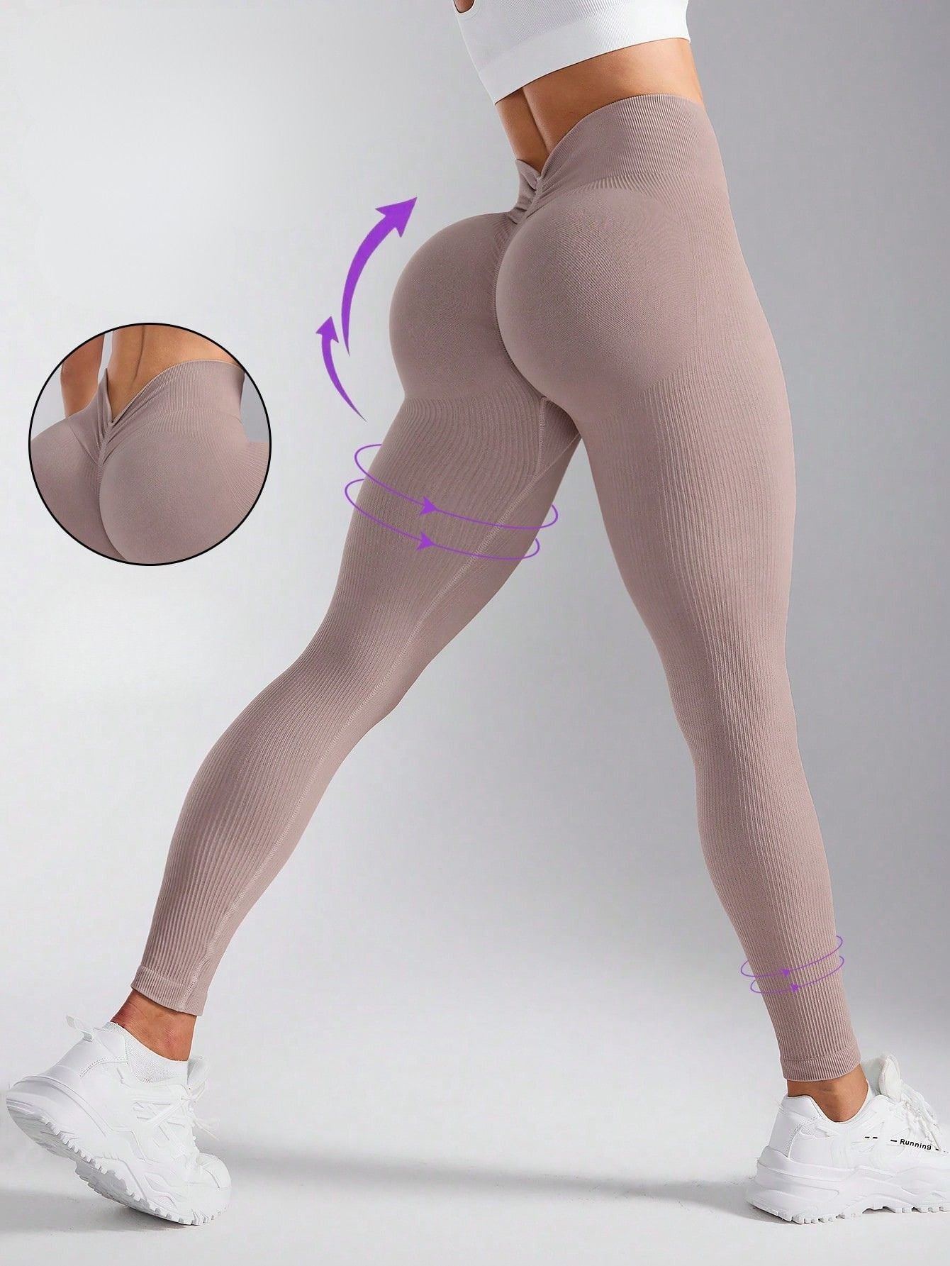 Calça Legging Canelada Sem Costura Push Up
