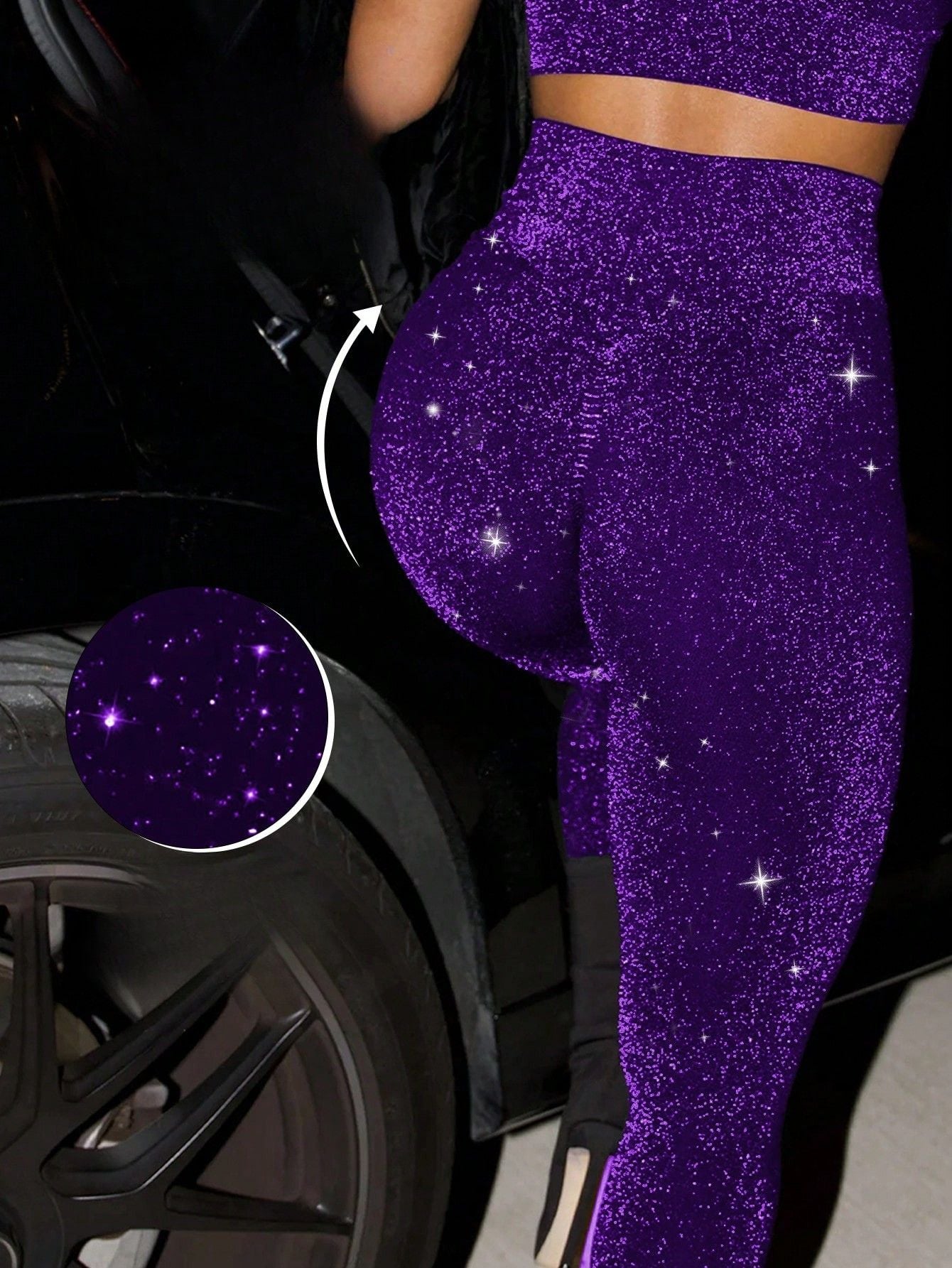 Calça Legging Básica Cintura Alta com Brilho Estelar