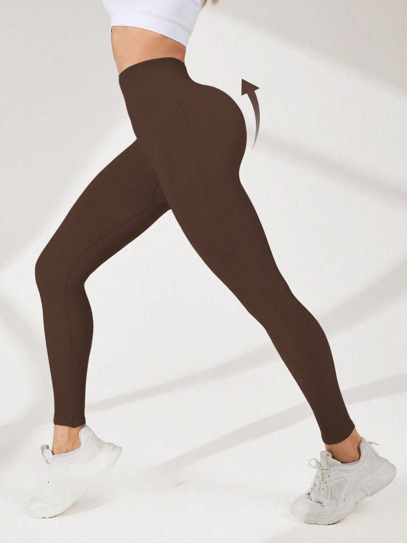 Calça Legging Básica Canelada Com Cintura Alta