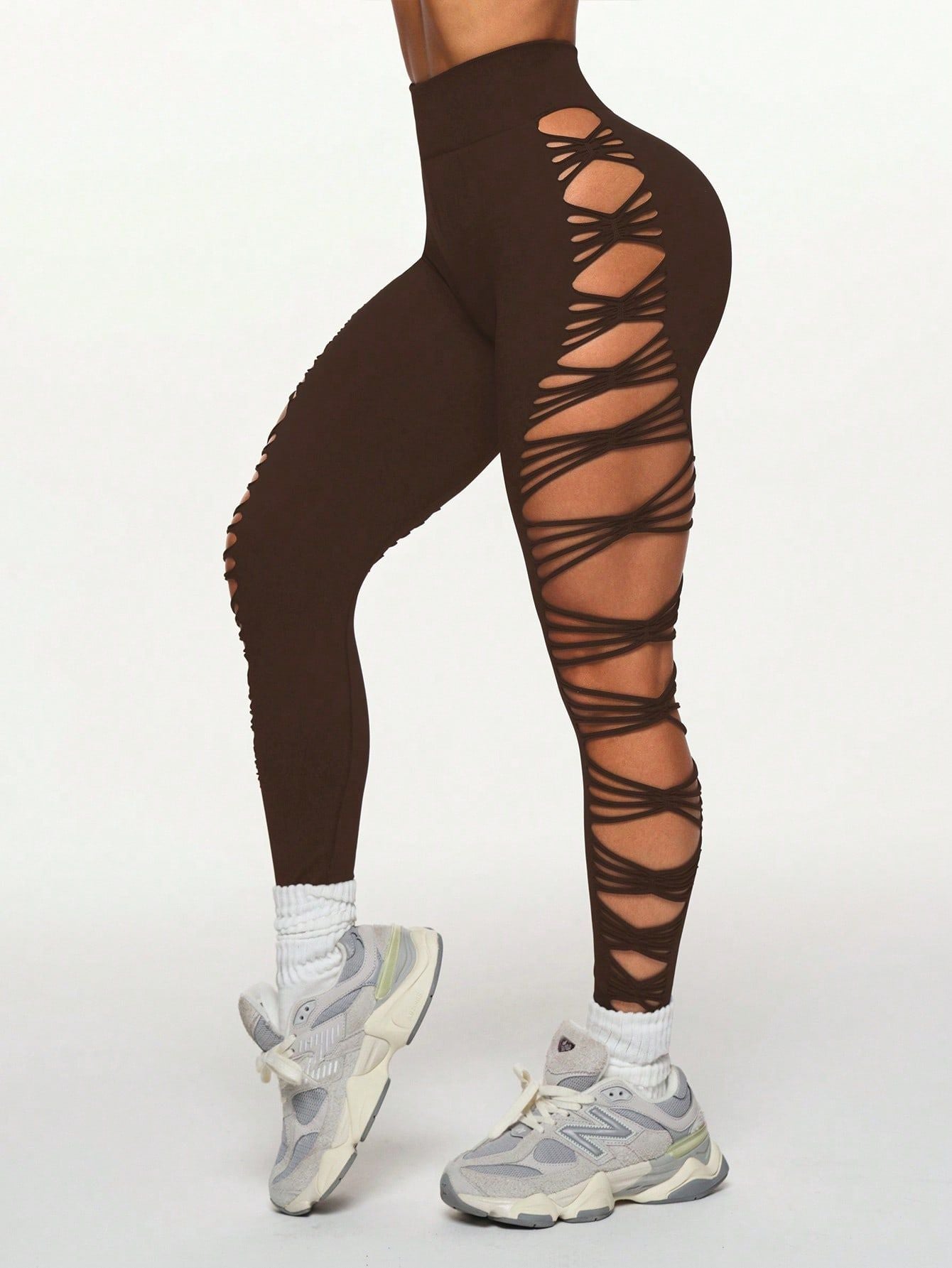 Calça Legging Fashion Com Recortes Cruzados Laterais